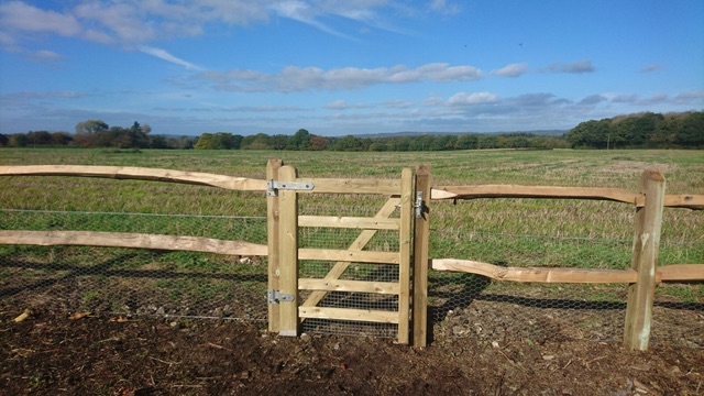  Cleft chestnut fencing with a dog-proof gate 